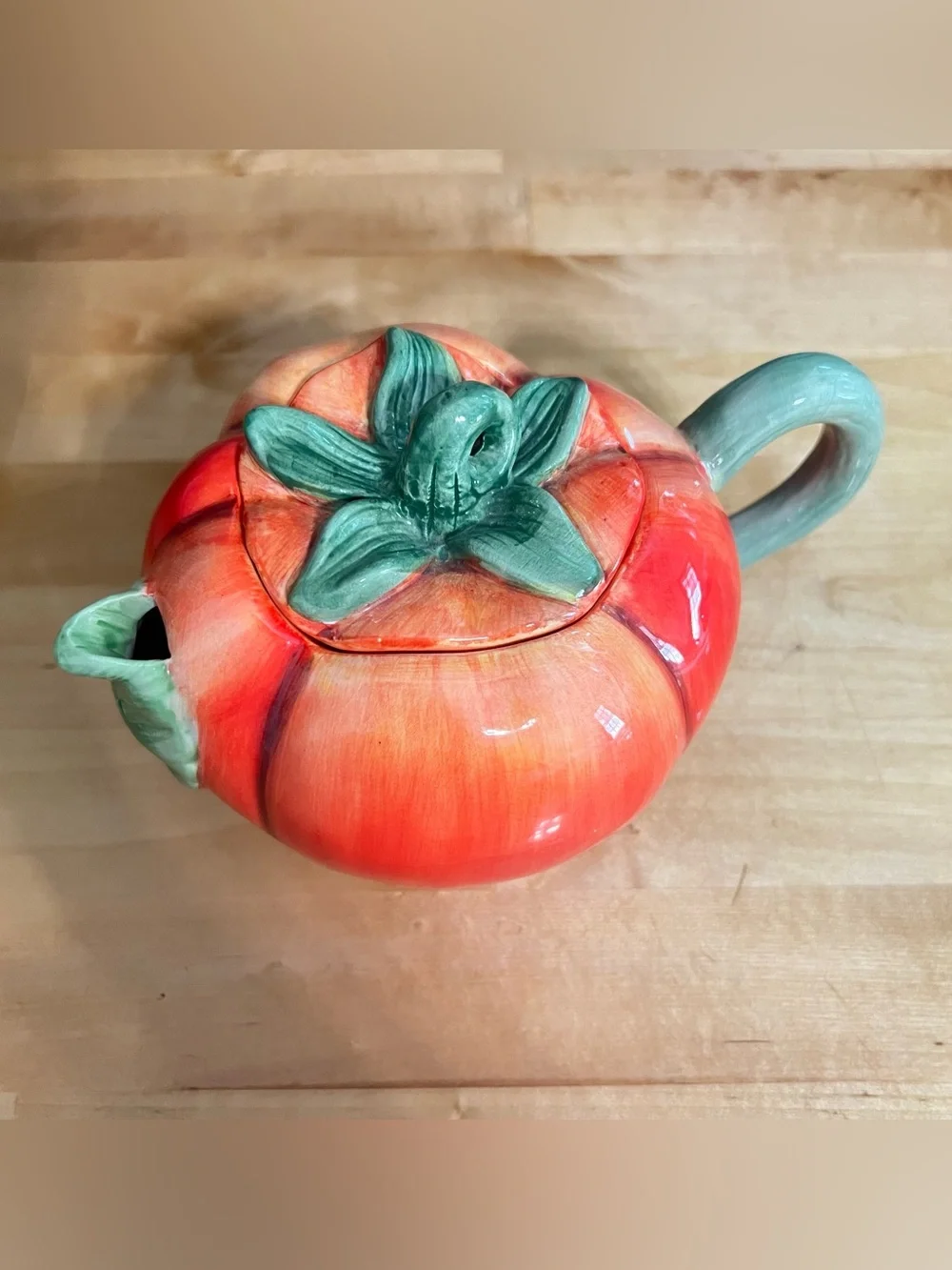 Vintage Tomato Ceramic Teapot Decorative Cottagecore Farmhouse Decor Collectible